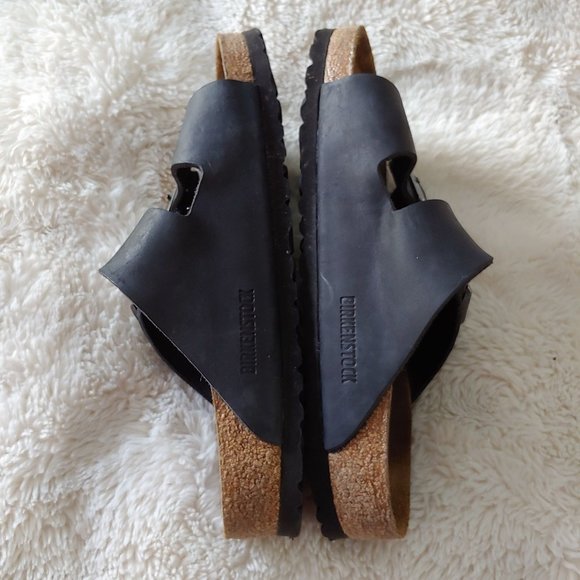Birkenstock 2 strap black leather 38 approx 7-9 womens - Picture 8 of 12